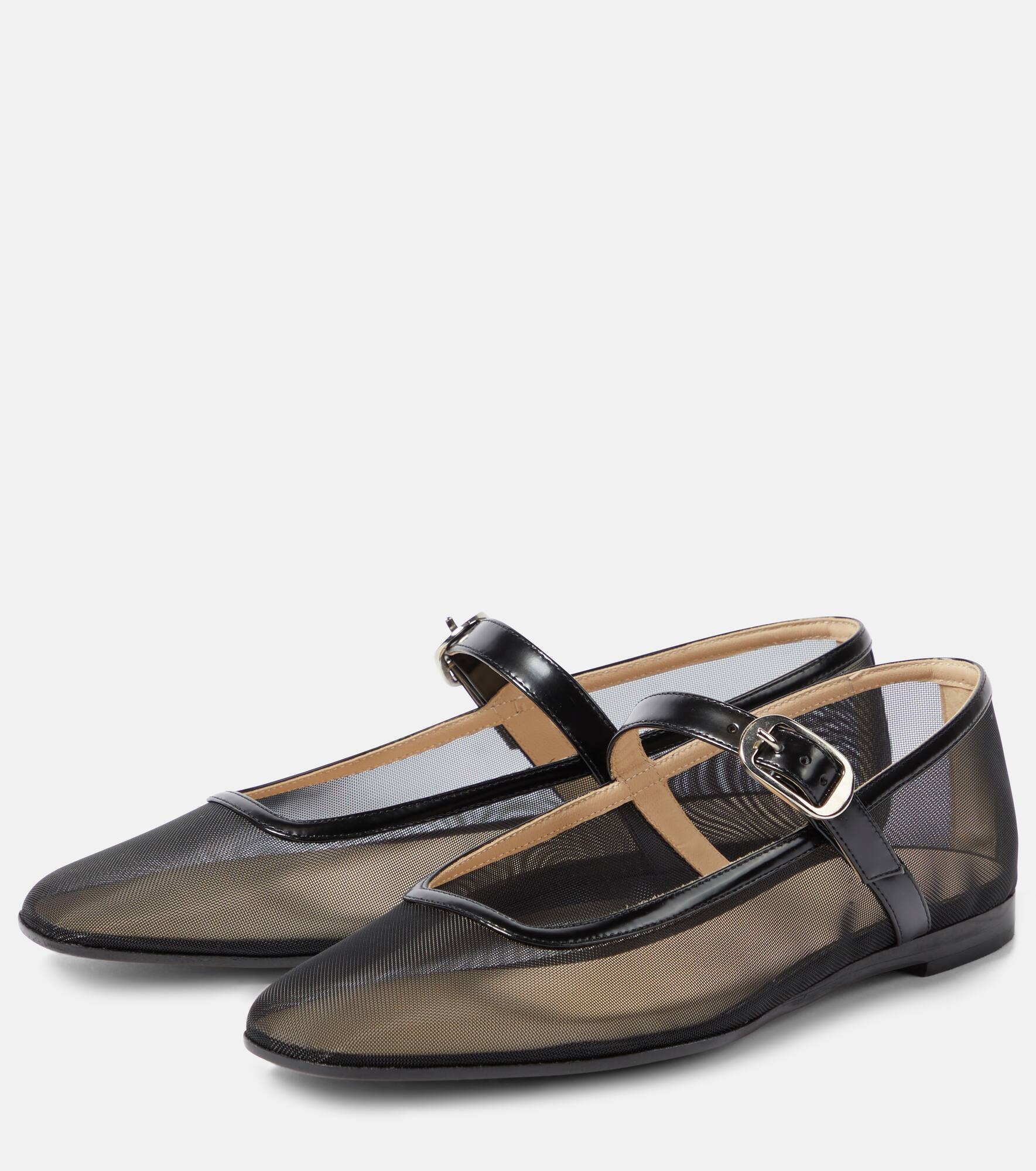Patent leather-trimmed mesh flats - 5