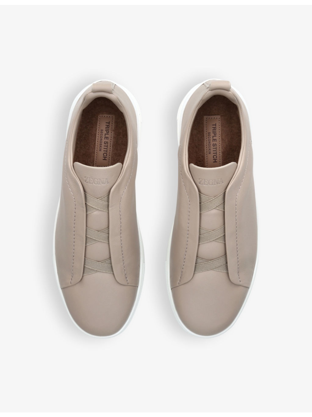Triple-stitch low-top leather trainers - 2