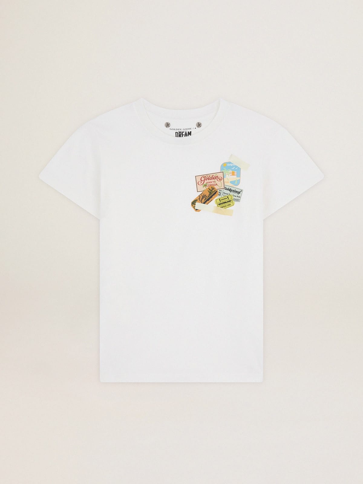 White Journey Collection T-shirt with multicolored stamp print - 1