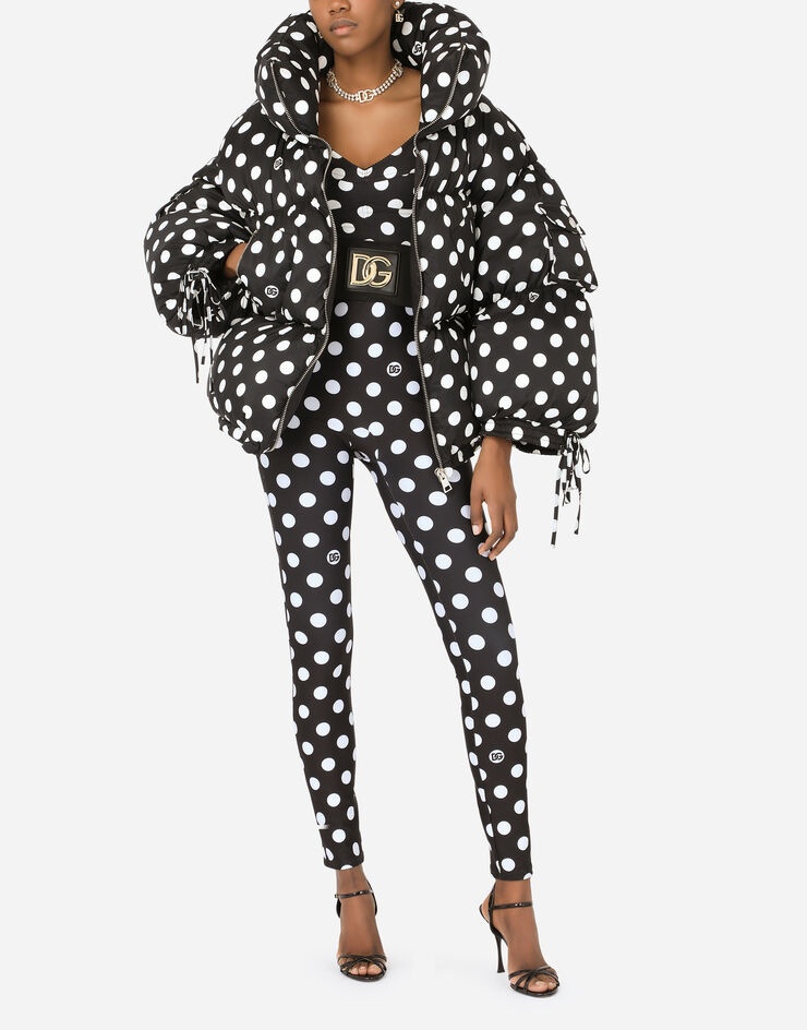 Nylon down jacket with polka-dot print - 6