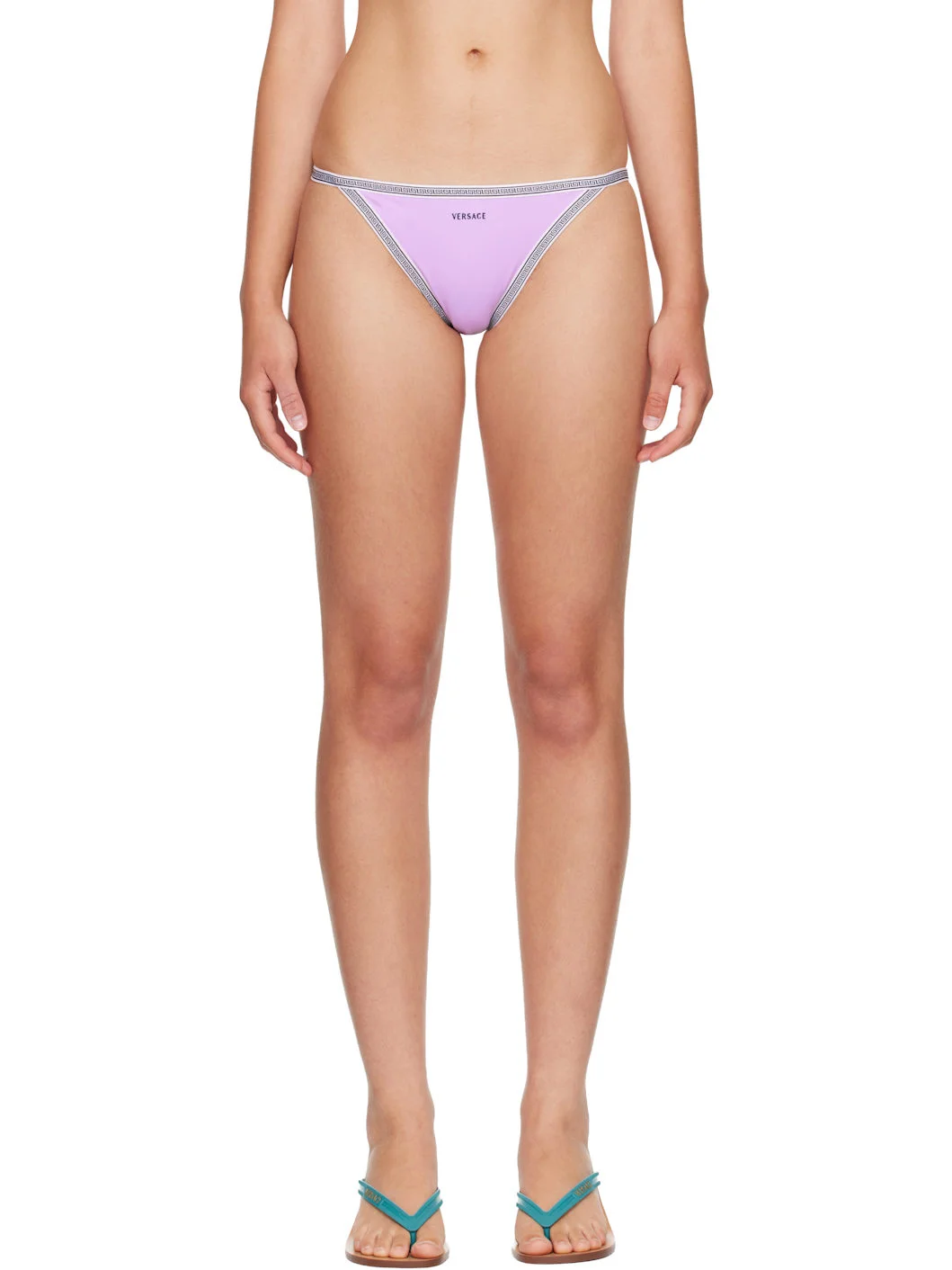 Purple Embroidered-Logo Bikini Bottom - 1
