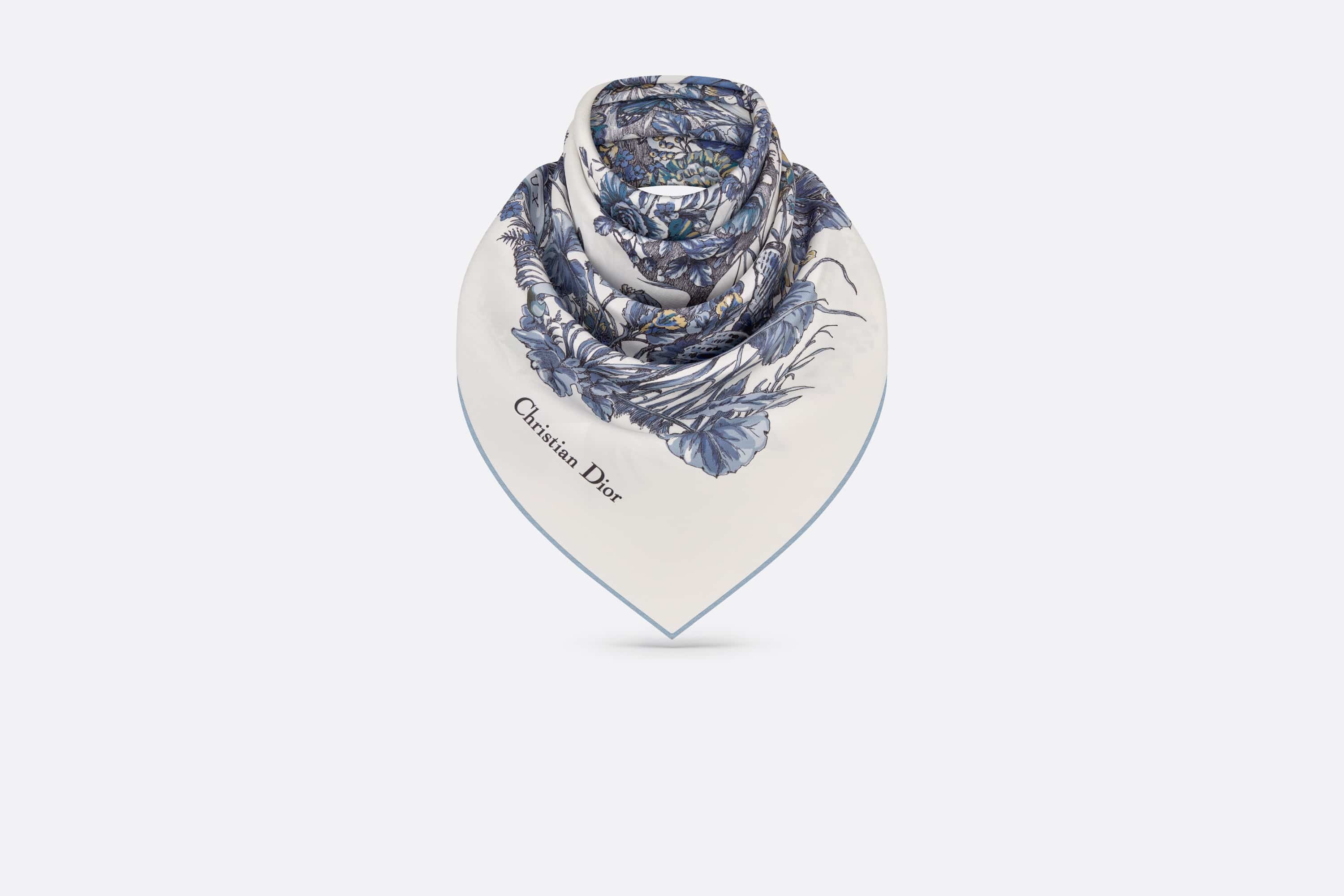 DIOR Dior Around the World 90 スクエアスカーフ Dior Around the World 90 Square Scarf Ivory and Gold-Tone