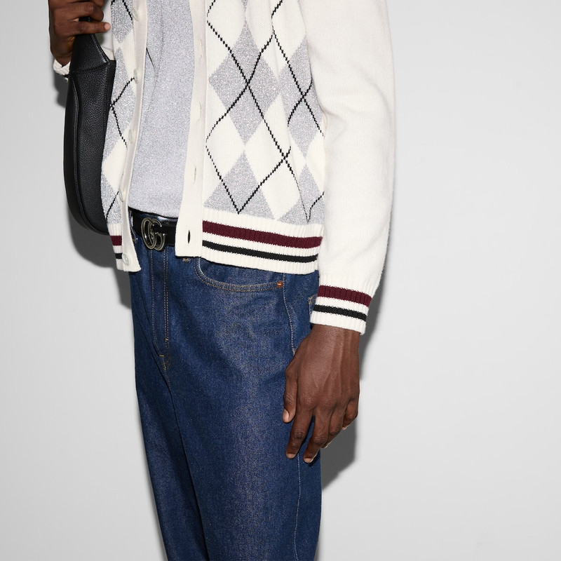 Wool argyle intarsia knit cardigan 5