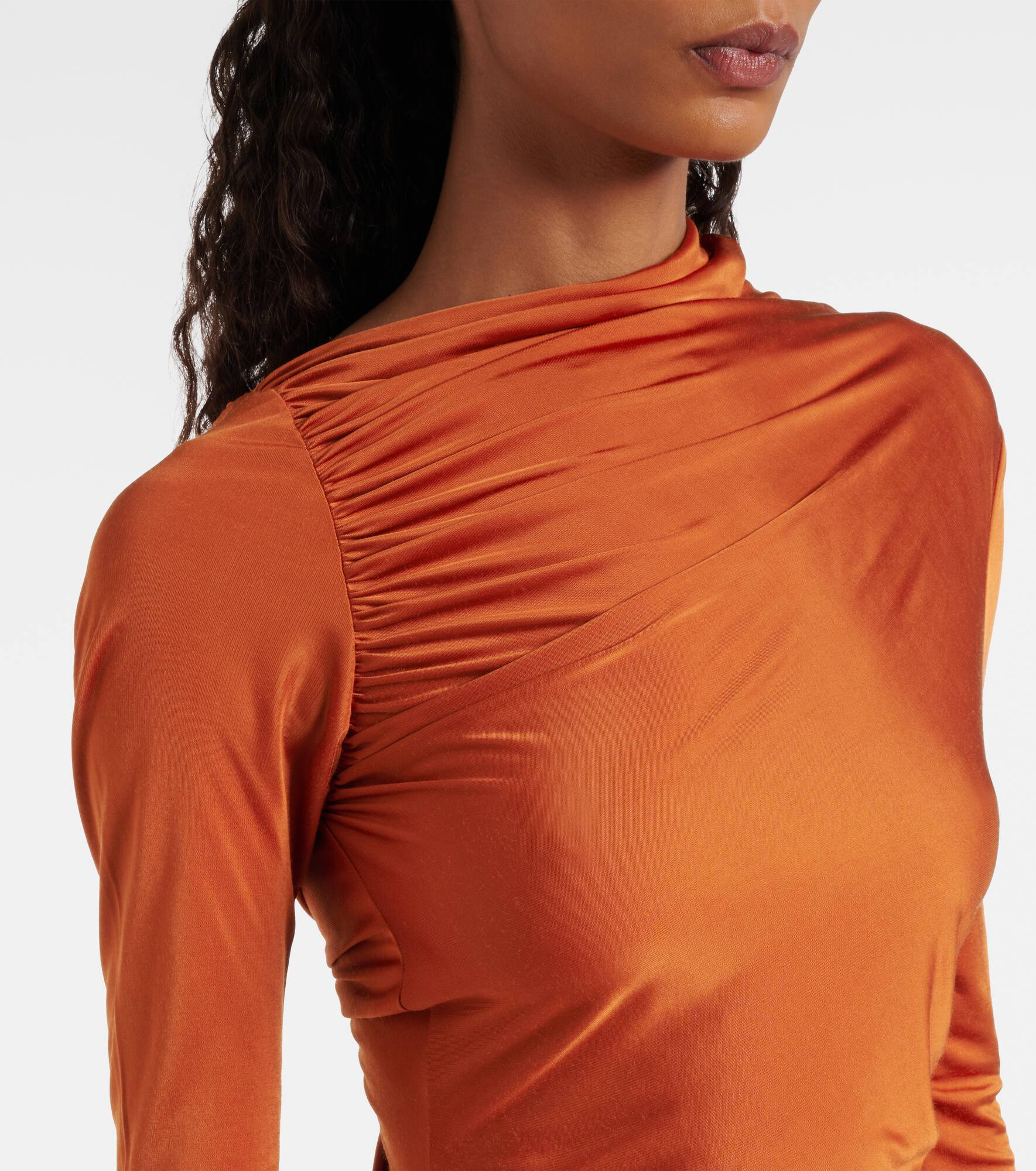 Svita ruched satin jersey midi dress - 4