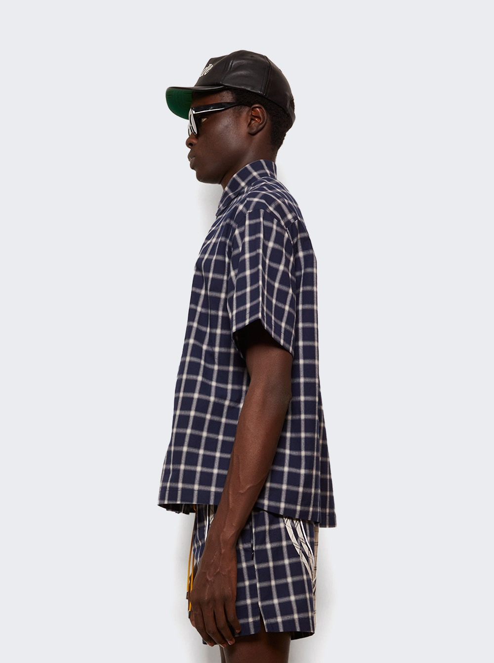 Center Logo Button Up Shirt Navy And White - 3
