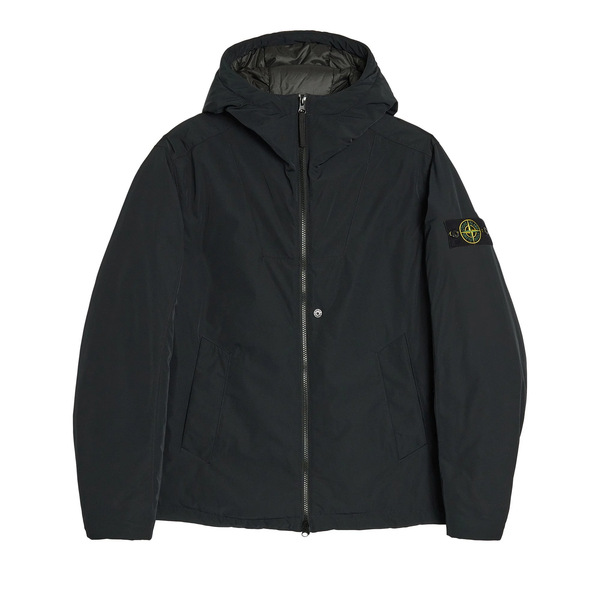 Stone Island Polyester Micro Twill Padded Hooded Jacket 'Black' - 1