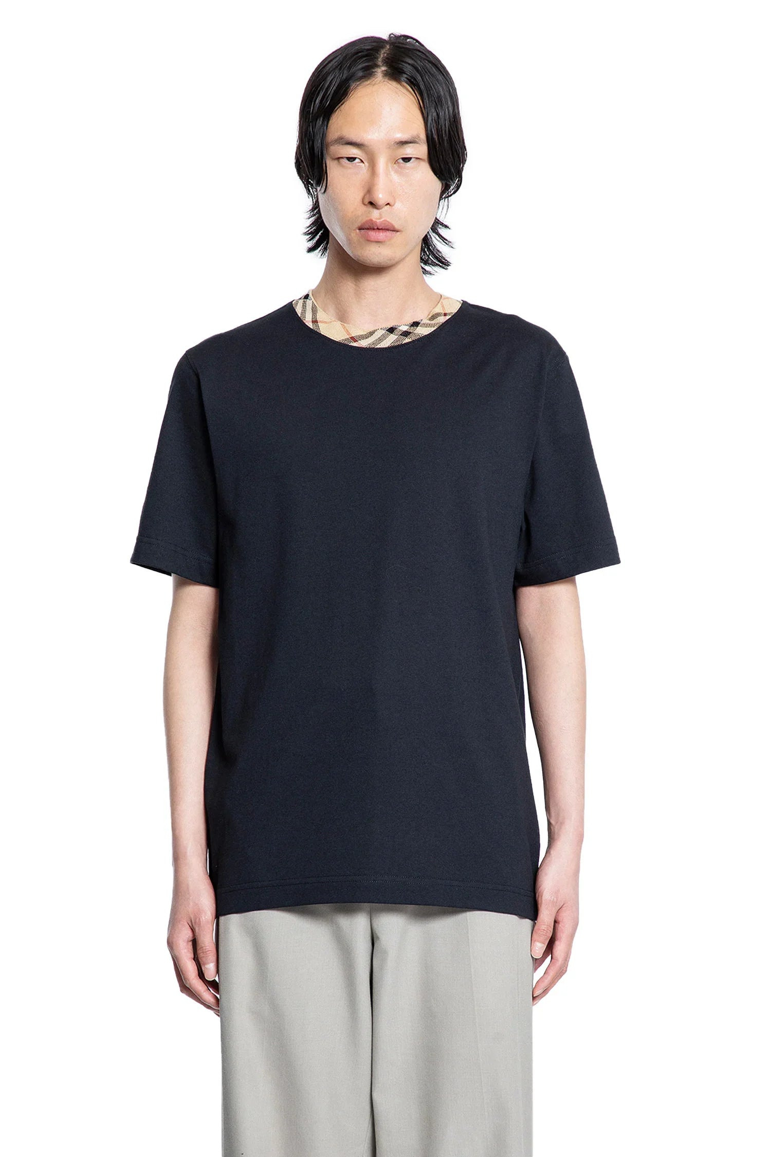 Check-Trim-Cotton-T-Shirt - 1