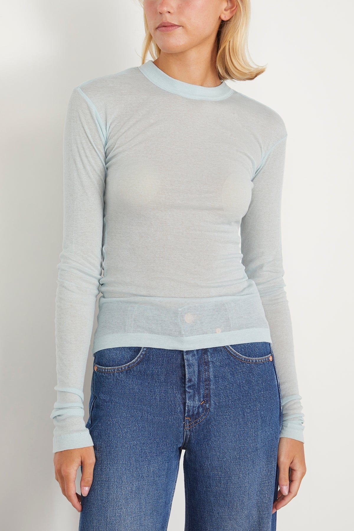 Long Sleeve Jersey Top in Coastal Blue - 3