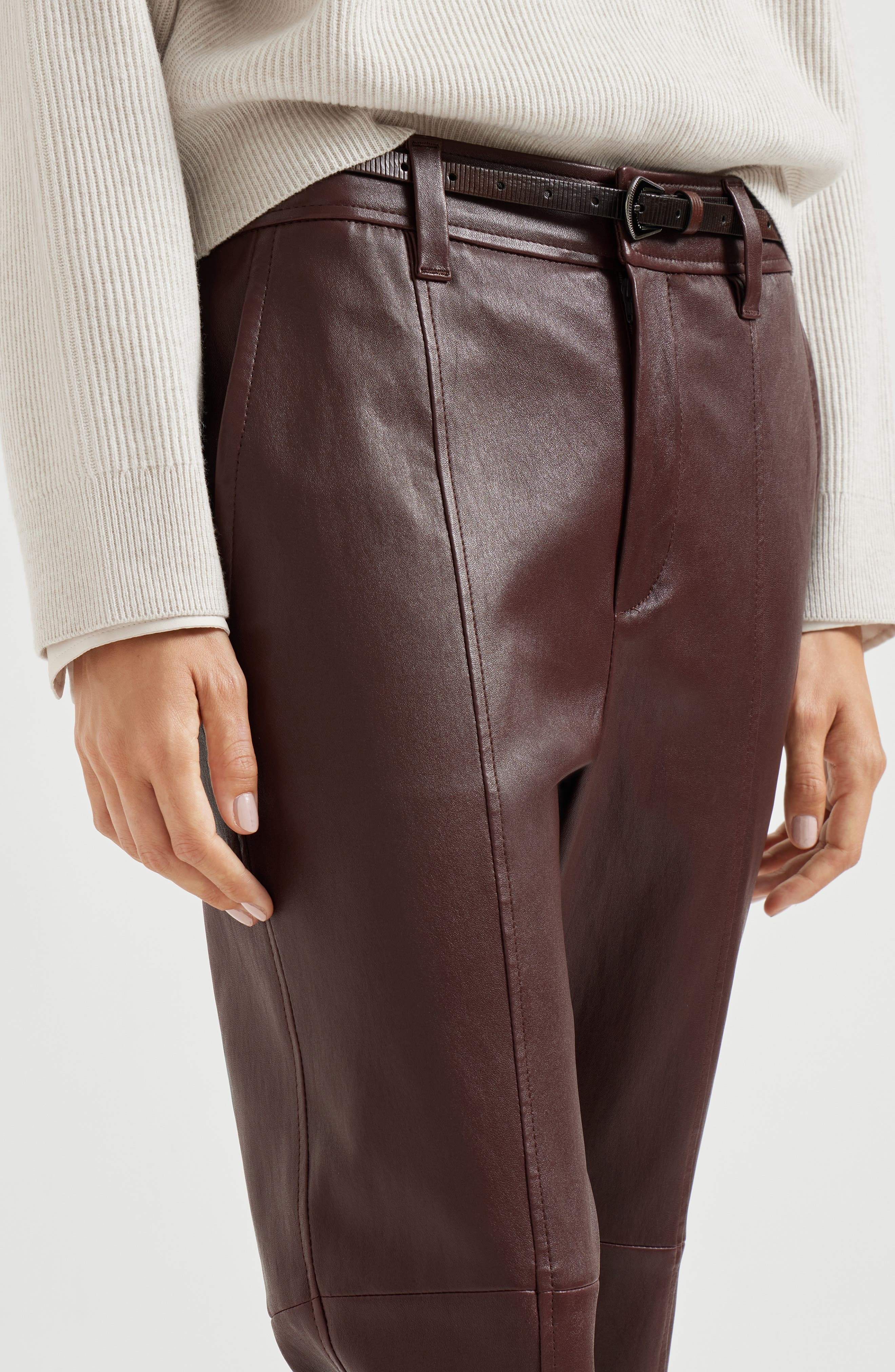 Brunello Cucinelli Square cigarette trousers in Brown at Nordstrom - 4