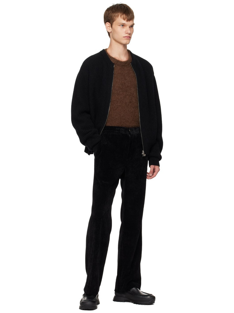 SOLID HOMME Black Zip-Up Sweater outlook