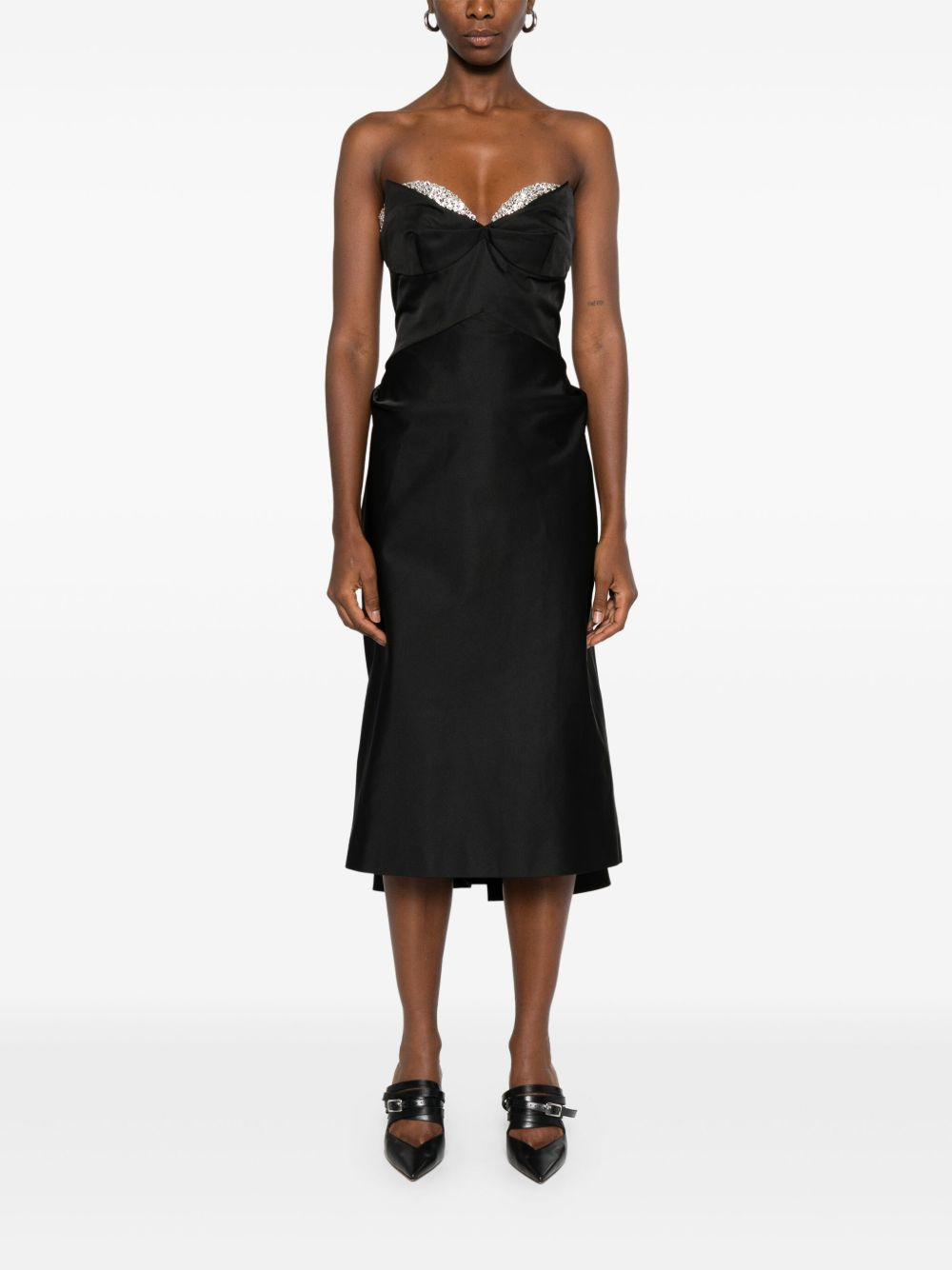 crystal-embellished strapless midi dress - 2