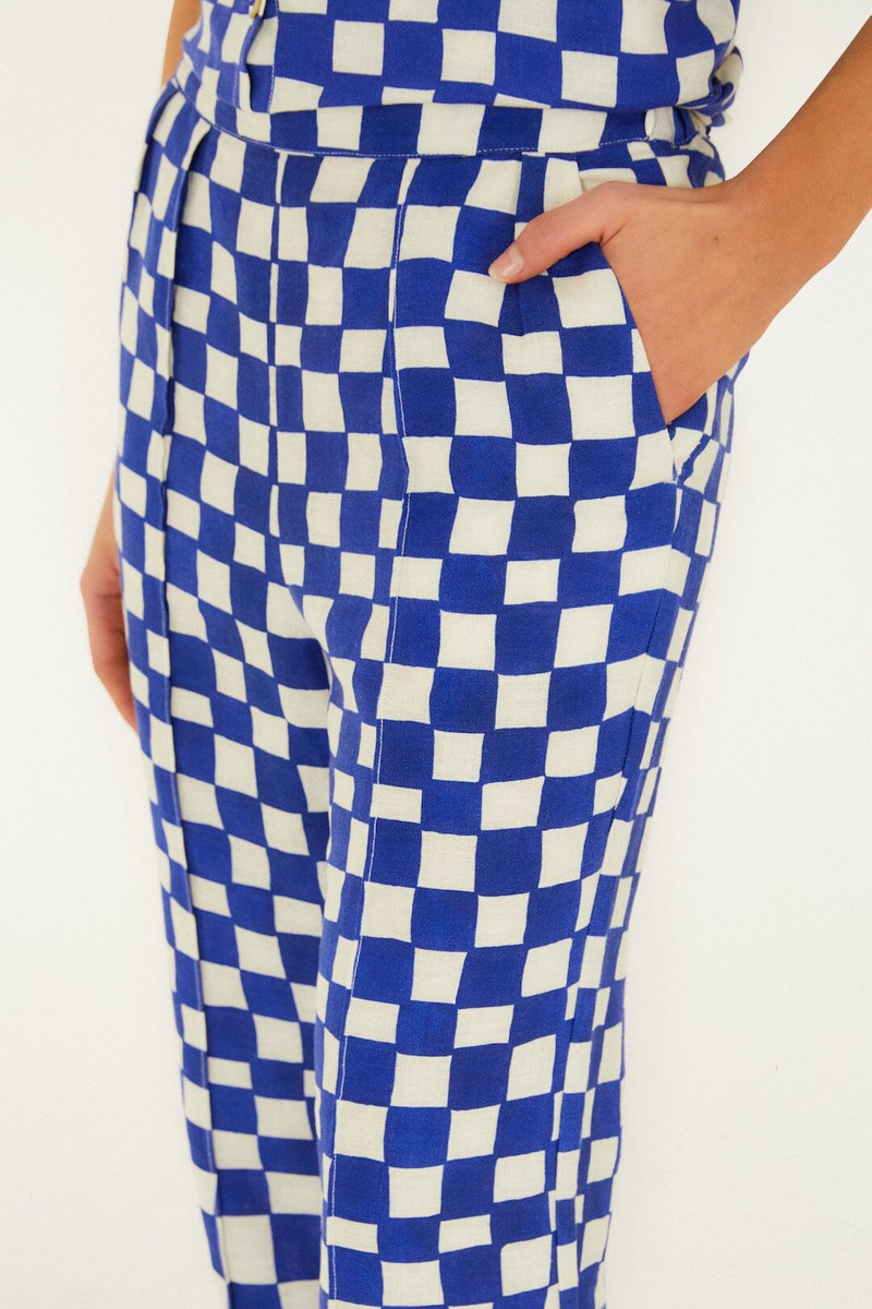 Blue Dream Checkered Lenzing Ecovero Euroflax Pants 4
