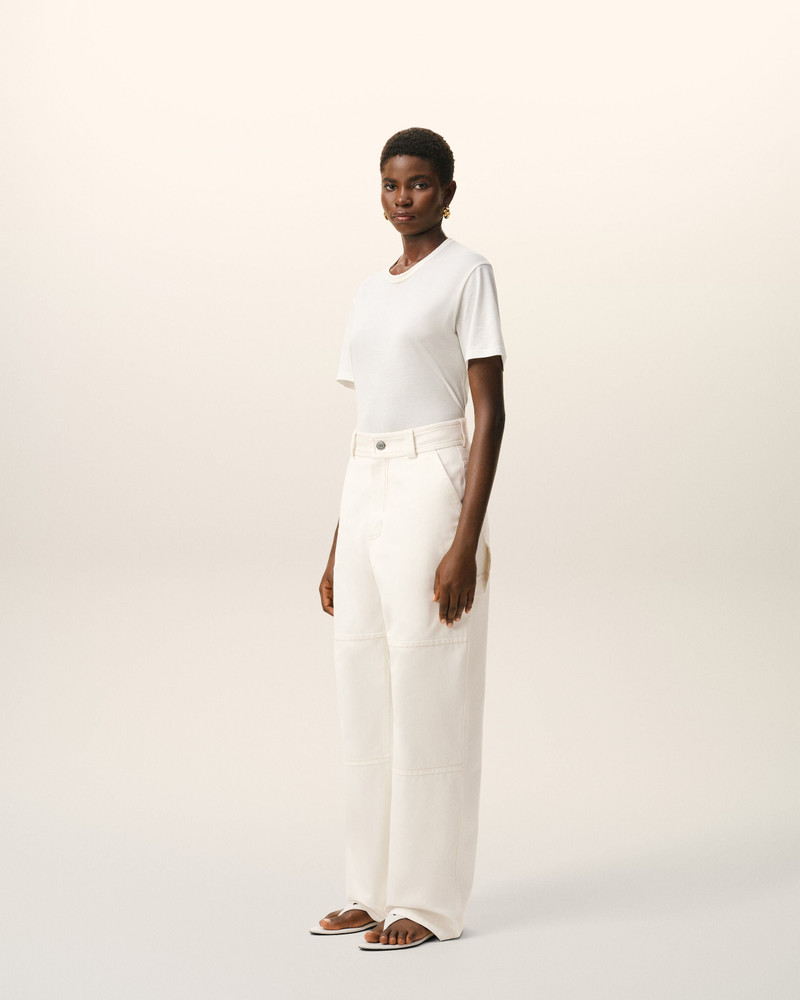 WHITE COTTON WORKER TROUSERS 6