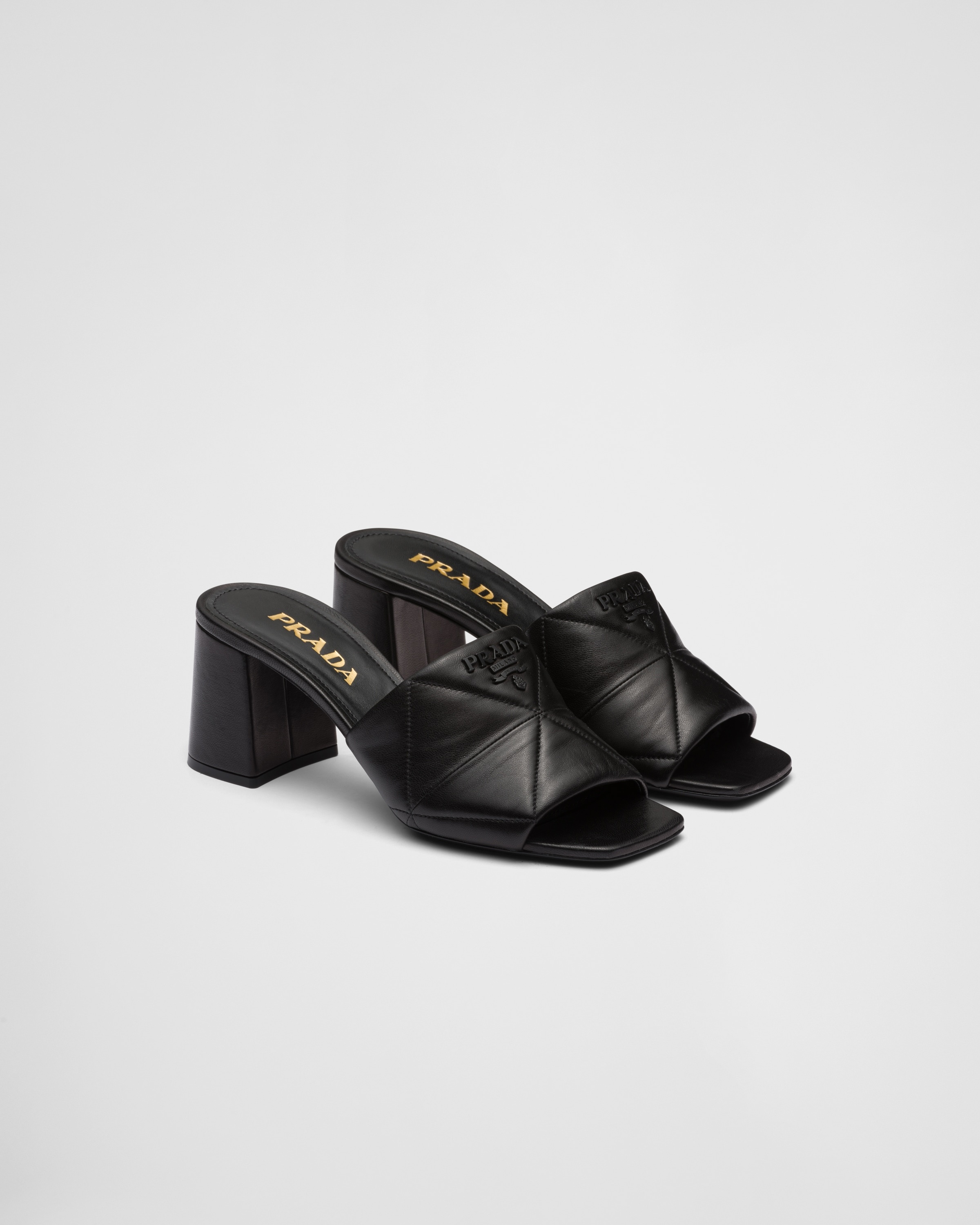 Quilted nappa leather heeled sandals - 1