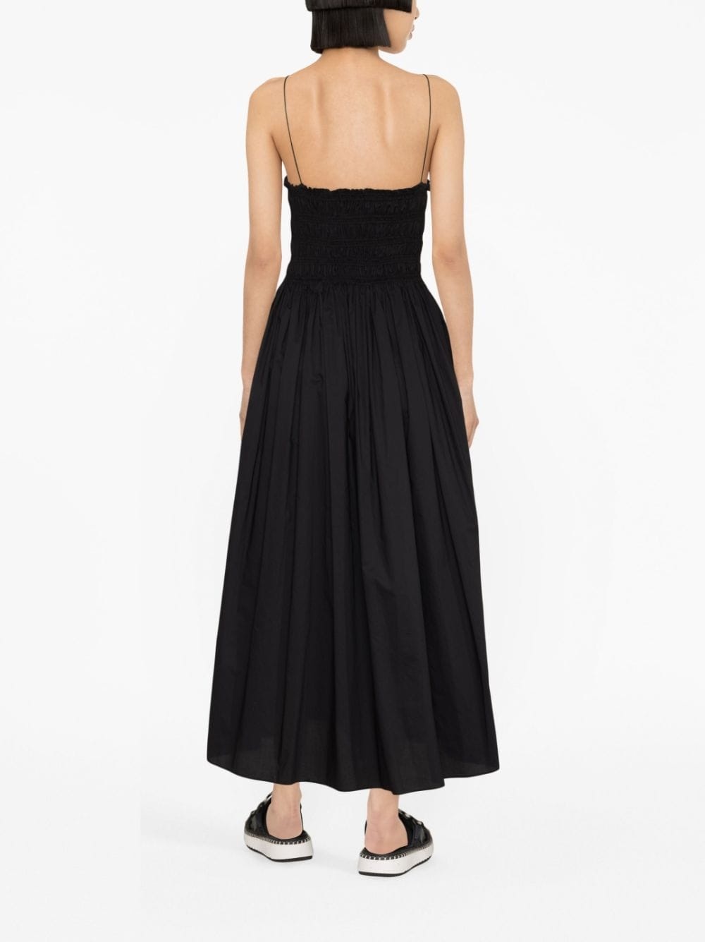 shirred cotton midi dress - 4