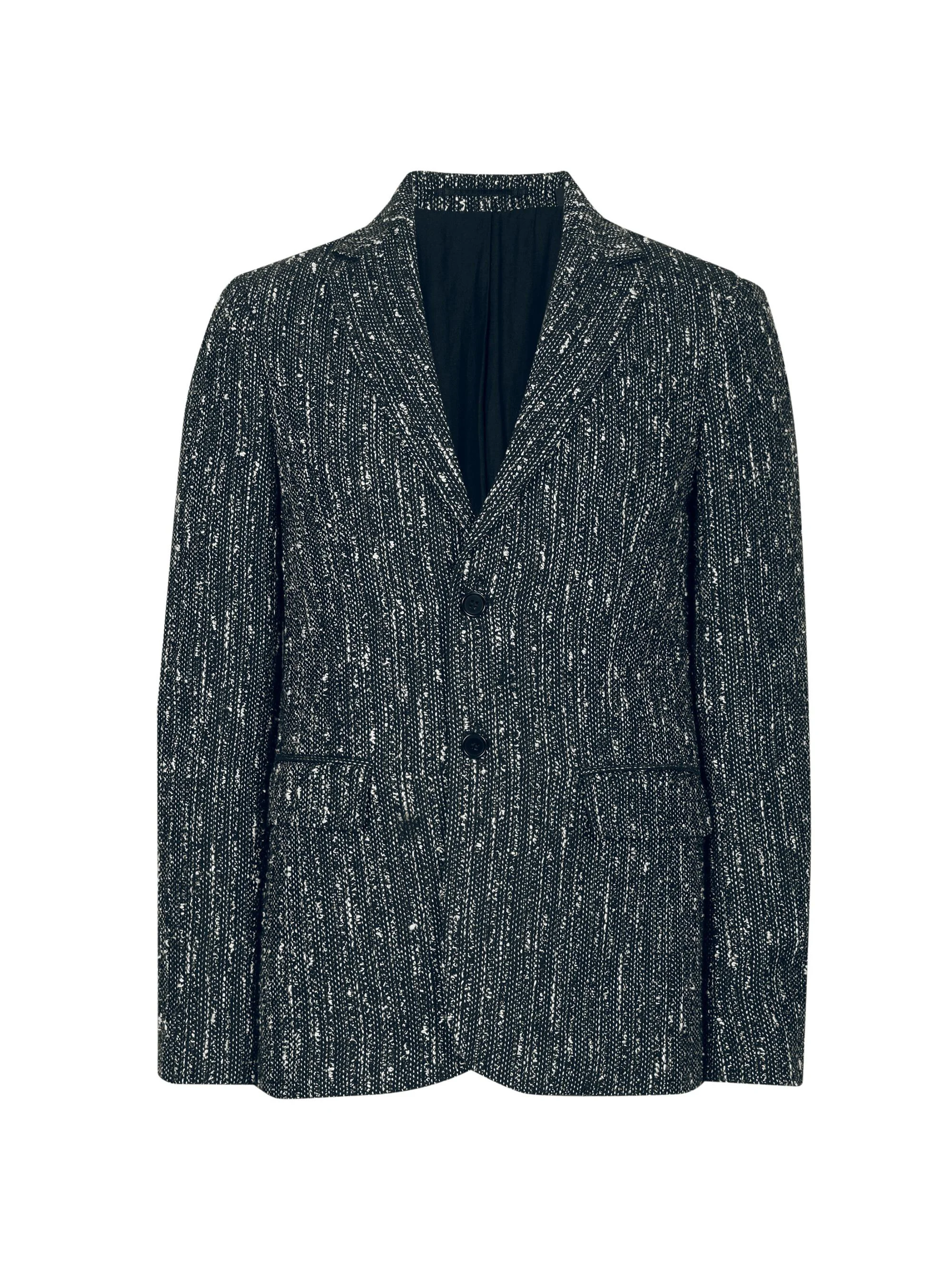 Men's Argyll Cotton & Wool-Blend Bouclé Two-Button Blazer - Black White - 1