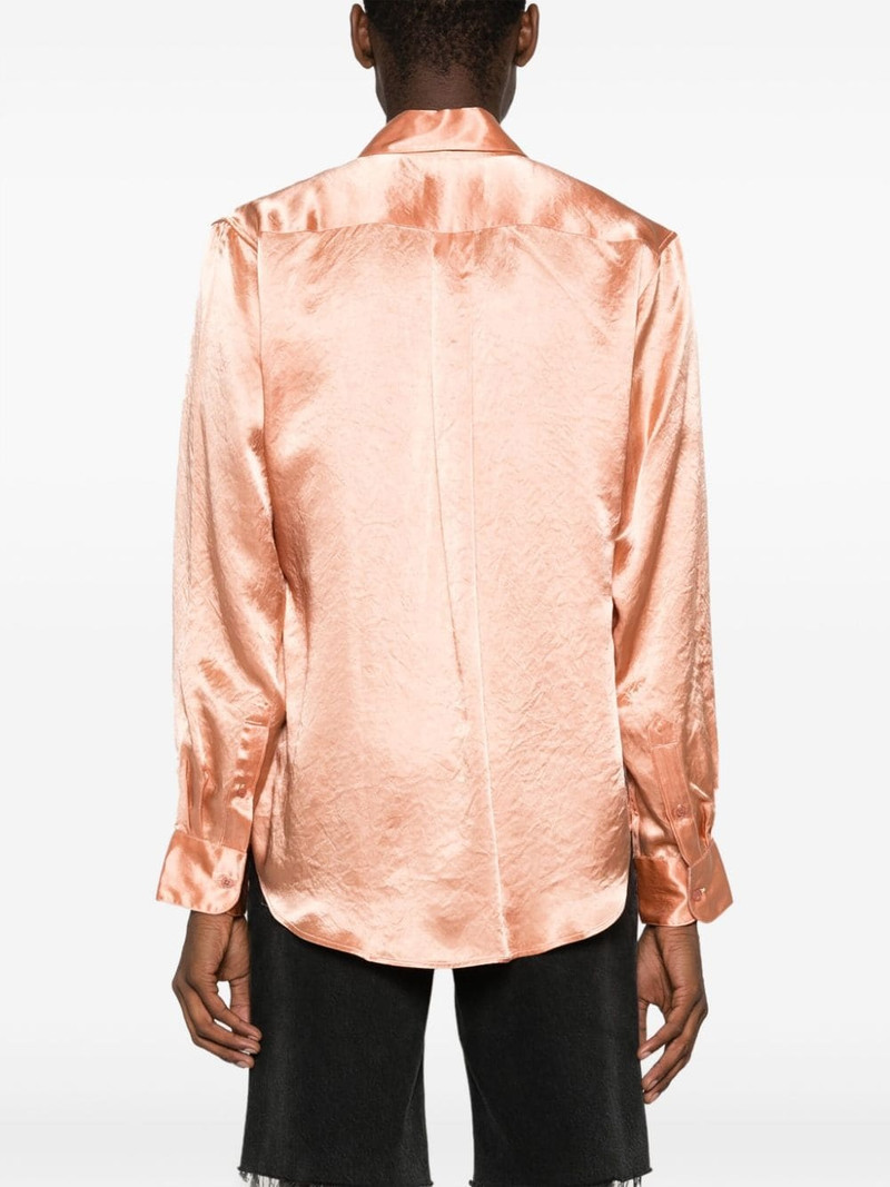 logo-embroidered satin shirt 5
