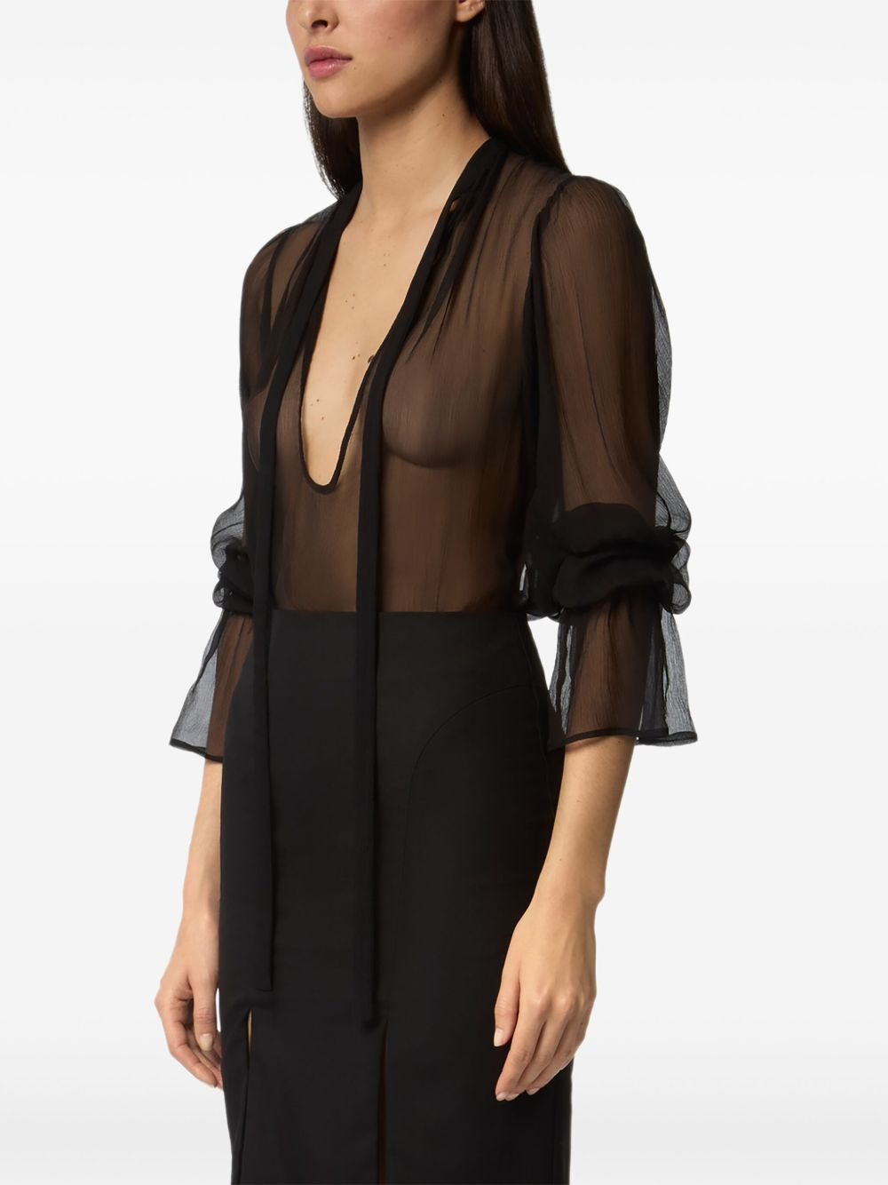 sheer silk top - 3