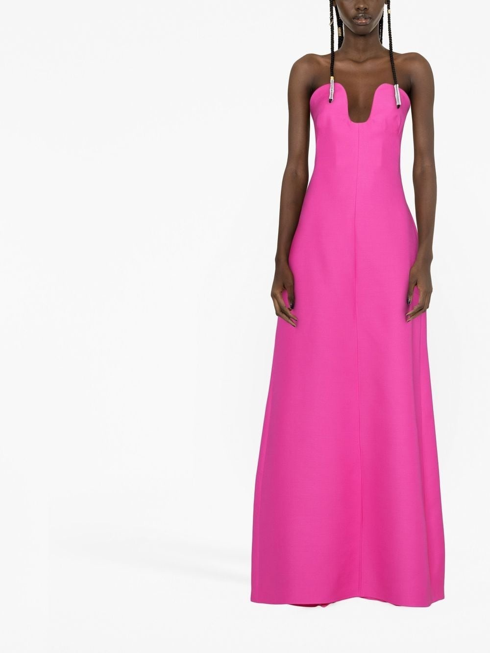 cut-out strapless gown - 3