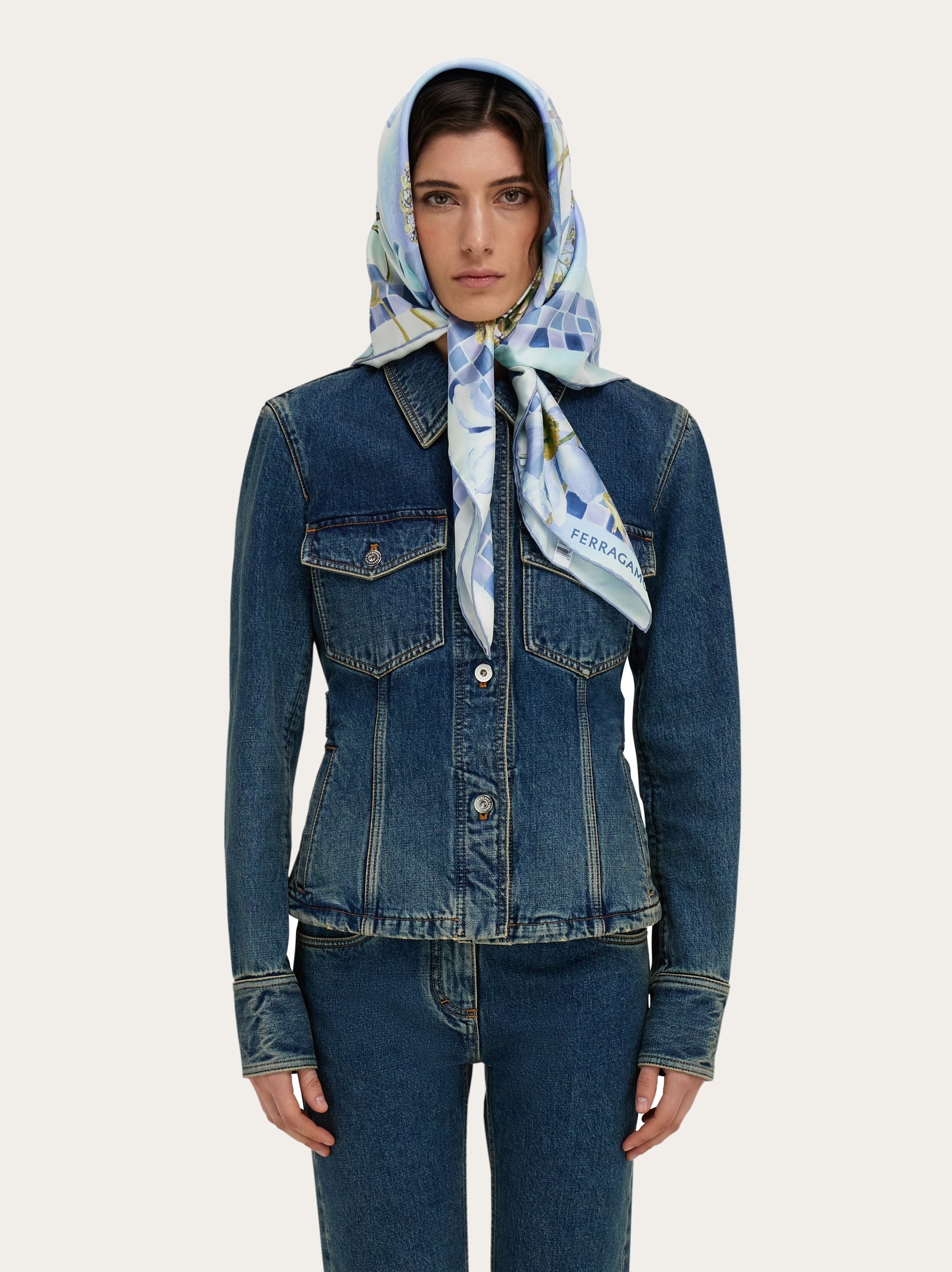 Fiori print silk scarf - 3