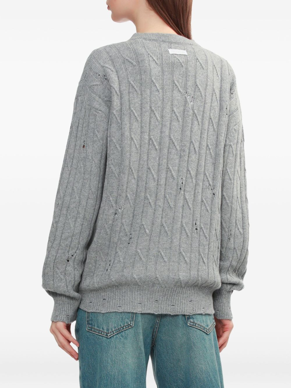 cable-knit distressed-effect cardigan - 4