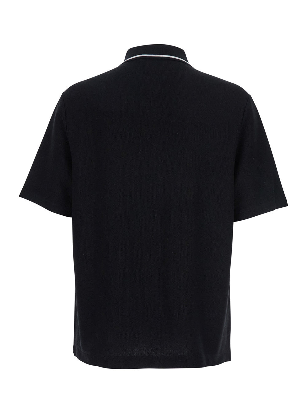 Dolce & Gabbana Men Black Polo Shirt With Contrasting Classic Collar And Logo Embroidery On The Fron - 2