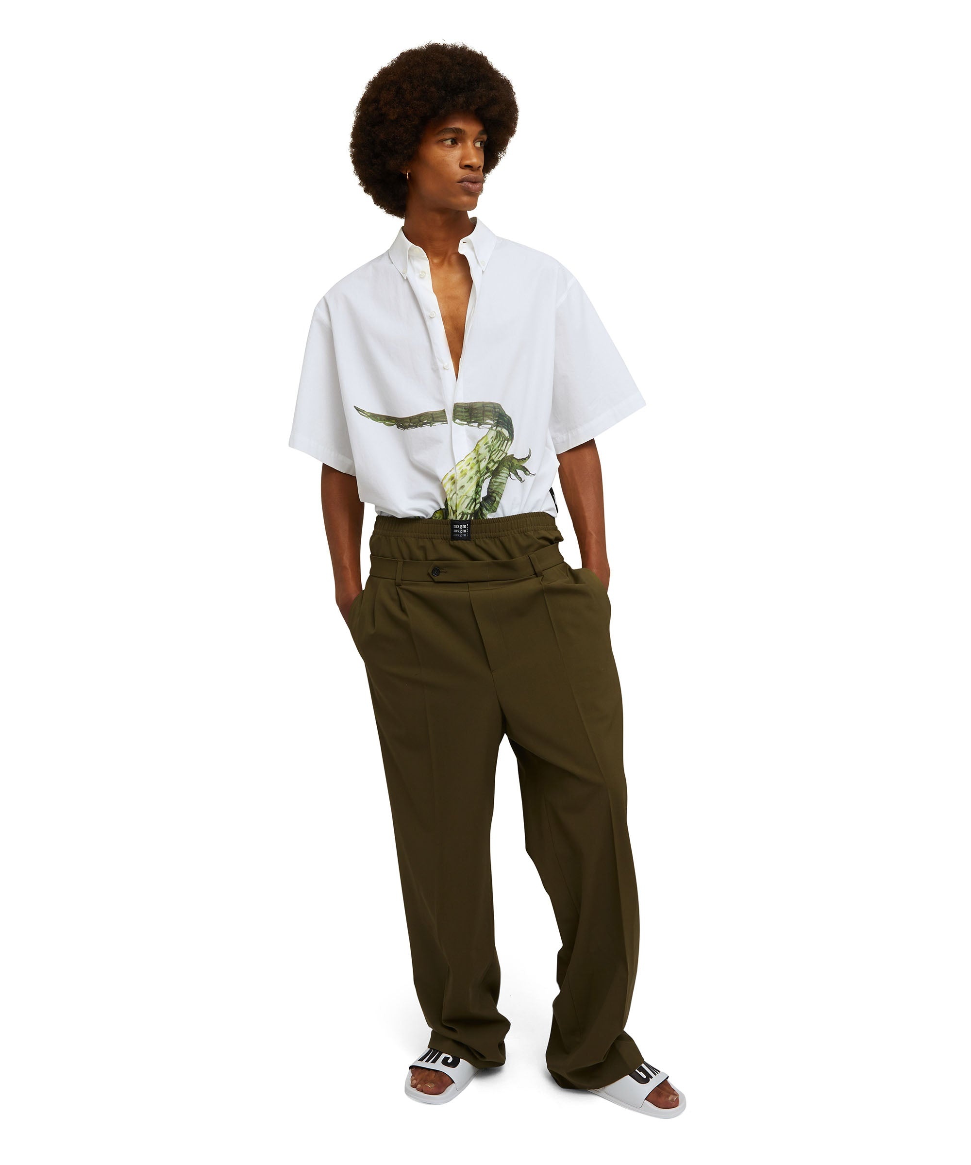 Organic poplin cotton shirt with "crocodile" print - 5