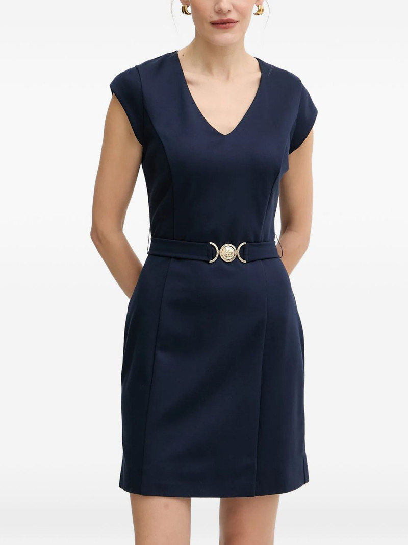 V-neck belted mini dress 1