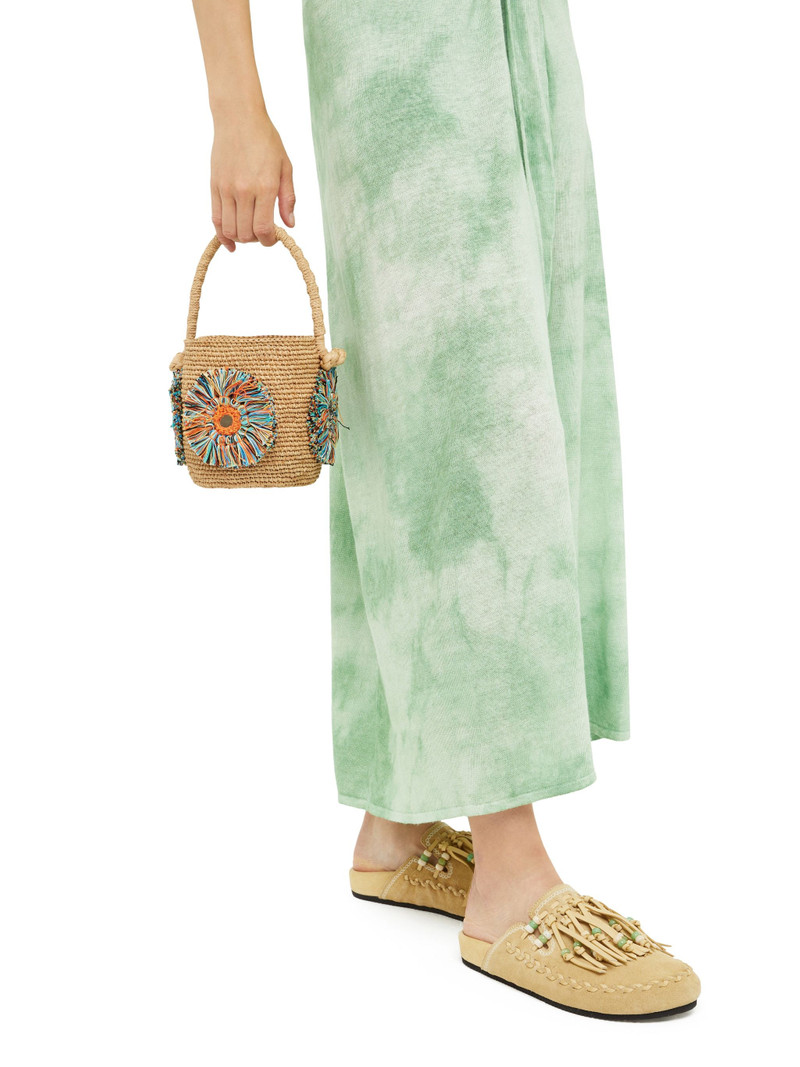 Raffia Mirror Mini Bucket Bag 7