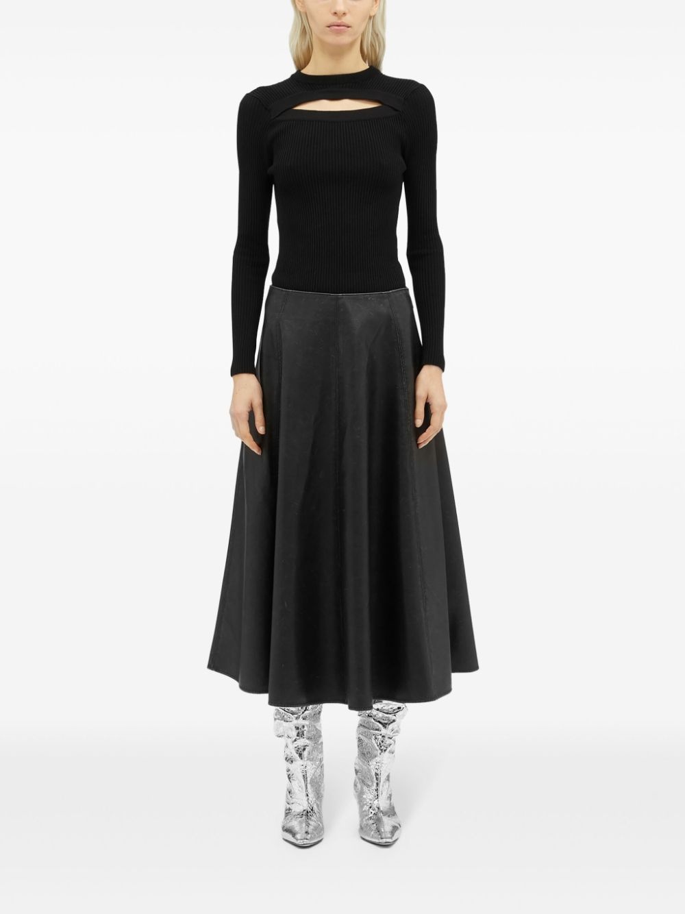 calf-leather pleated skirt - 3