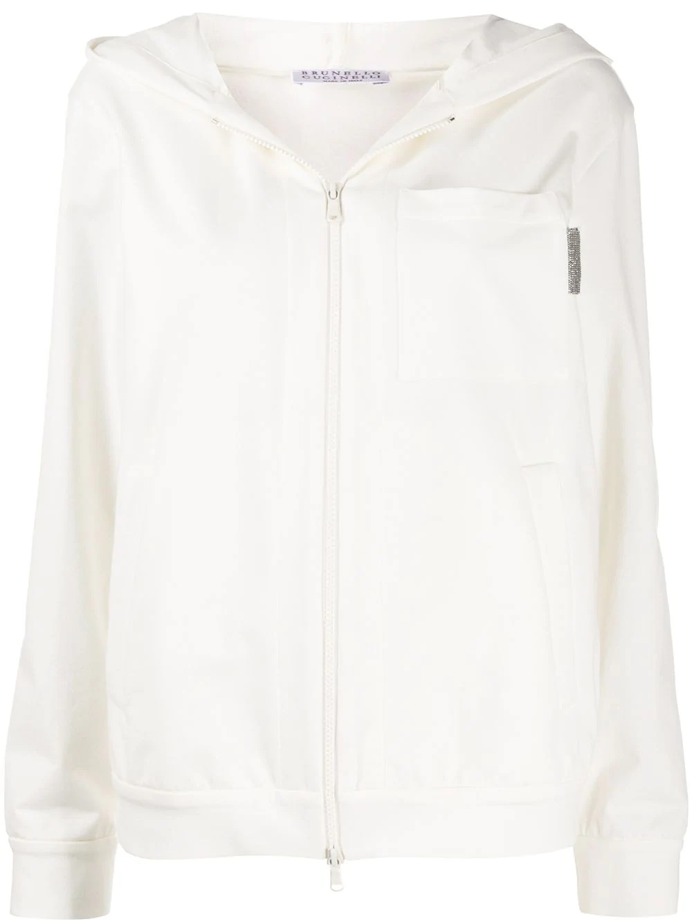 chest pocket zipped hoodie - 1