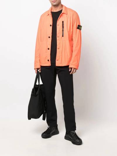 Stone Island logo-patch button-up jacket outlook