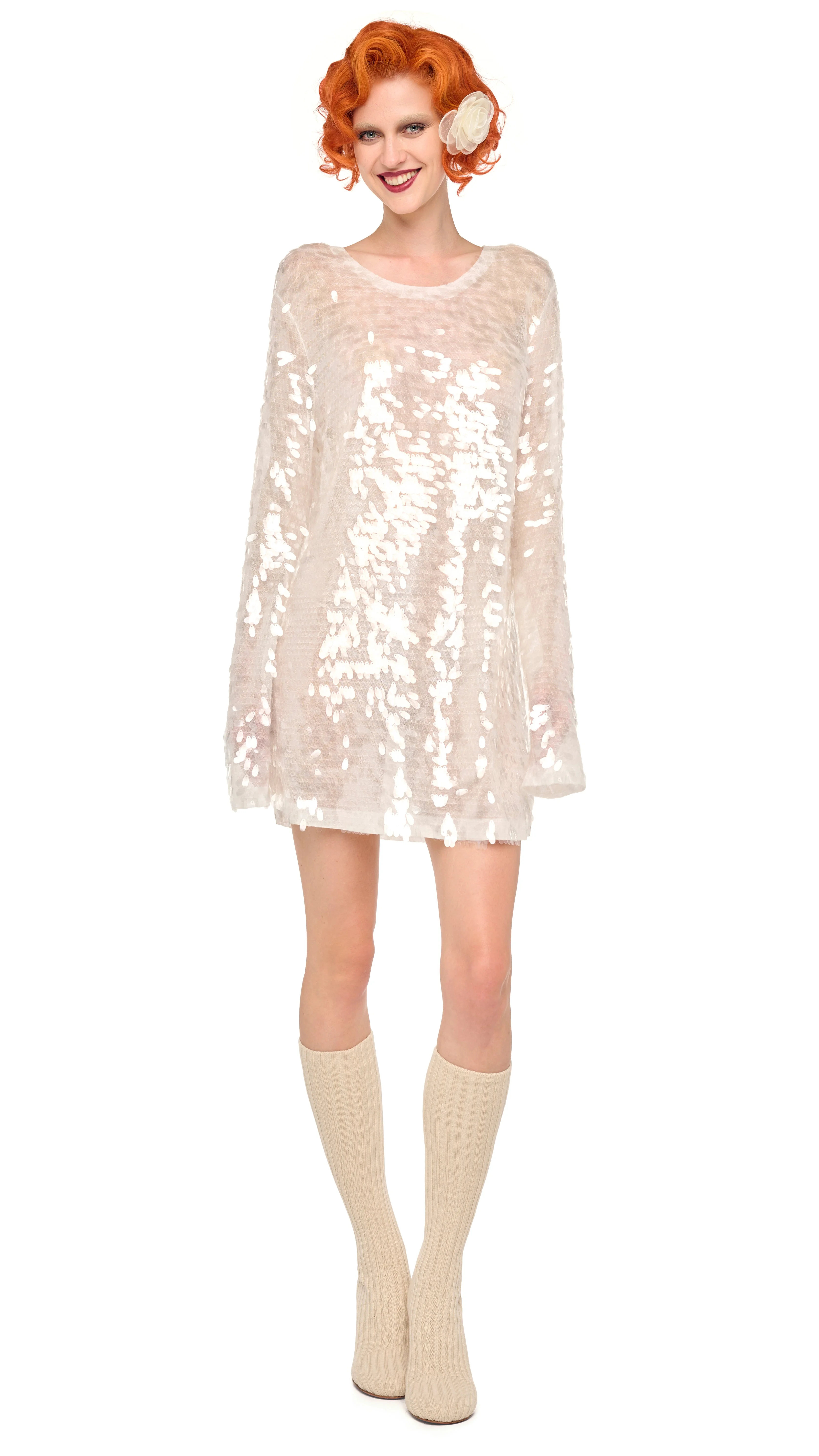 LONG SLEEVE CREWNECK MINI DRESS - 1