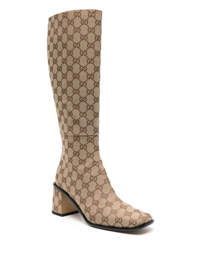 GUCCI GG Supreme-canvas knee-high boots outlook