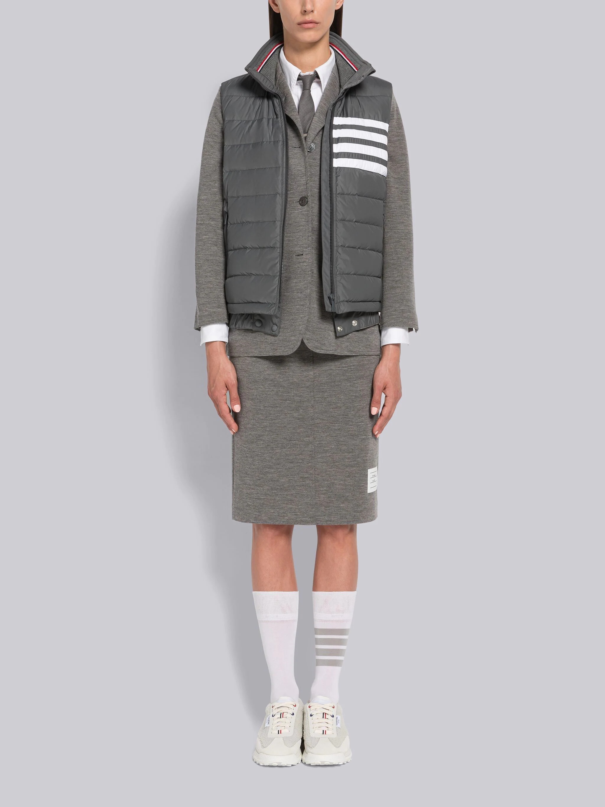 Poly Twill 4-Bar Funnel Neck Down Vest - 4
