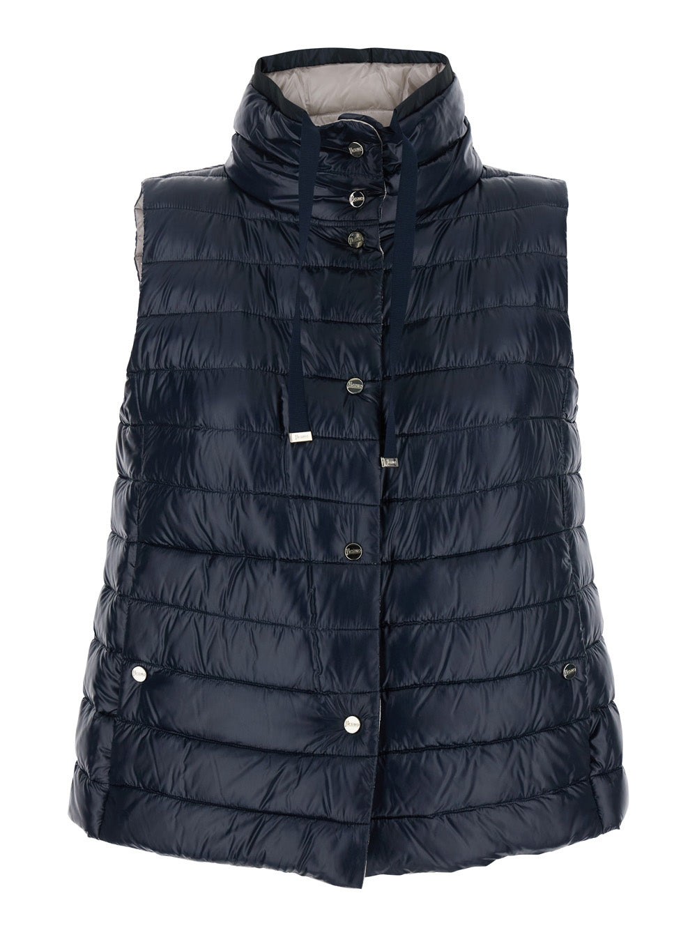 Herno Women Blue Vest With High Neck And Buttons With Logo In Tech Fabric Woman - 1