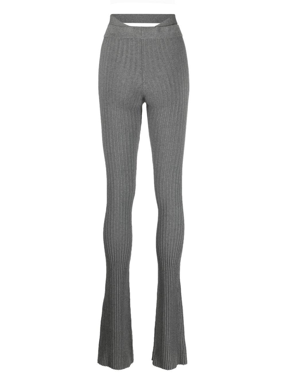 ribbed-knit flared trousers - 2