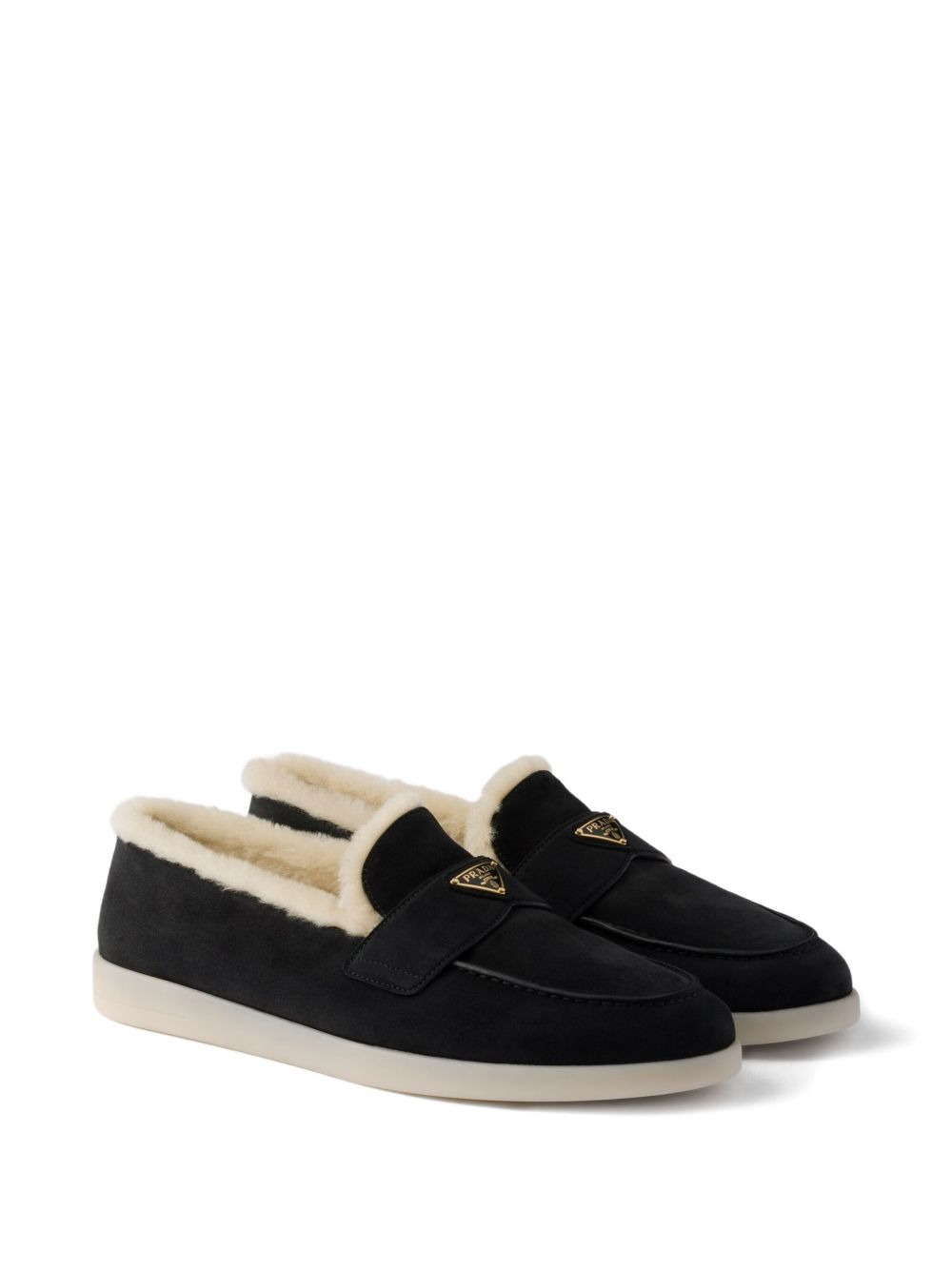 triangle-logo shearling loafers - 2