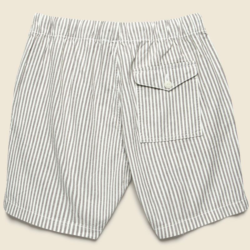 Save Khaki United 6" Hemp Stripe Easy Shorts - Natural/Grey outlook