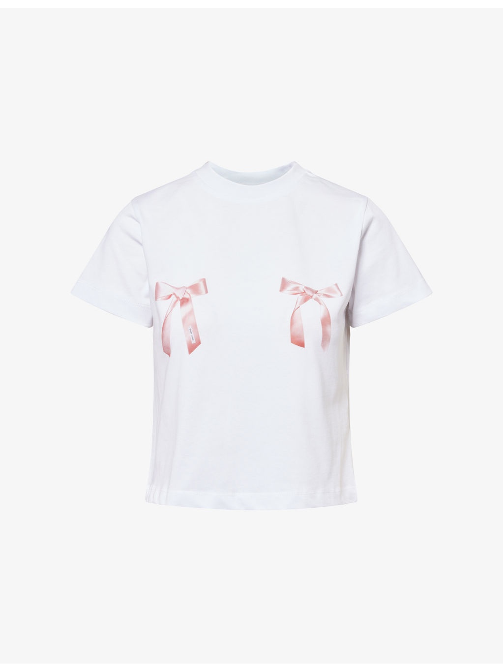 Bow-Print Cropped Cotton T-Shirt - 1