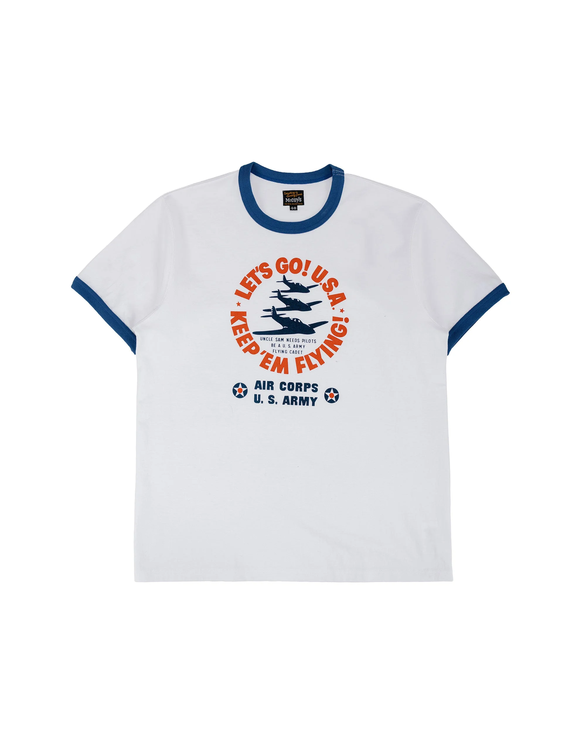 MC26012 Military Tee / Keep Em' Flying White/Blue - 1