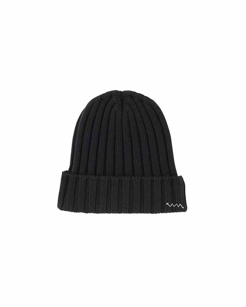 visvim KNIT CAP BLACK | REVERSIBLE