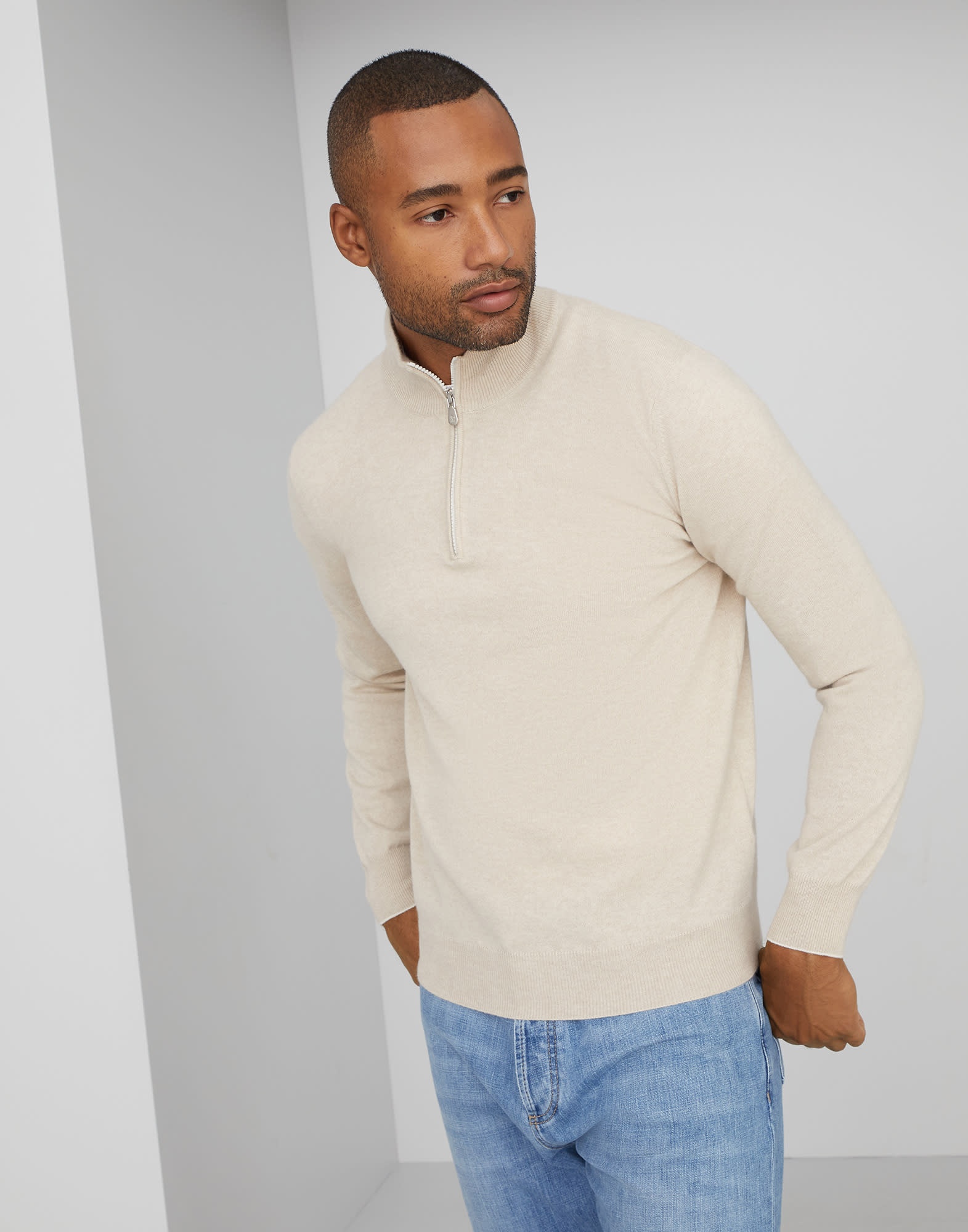 Cashmere turtleneck sweater with zipper - 1