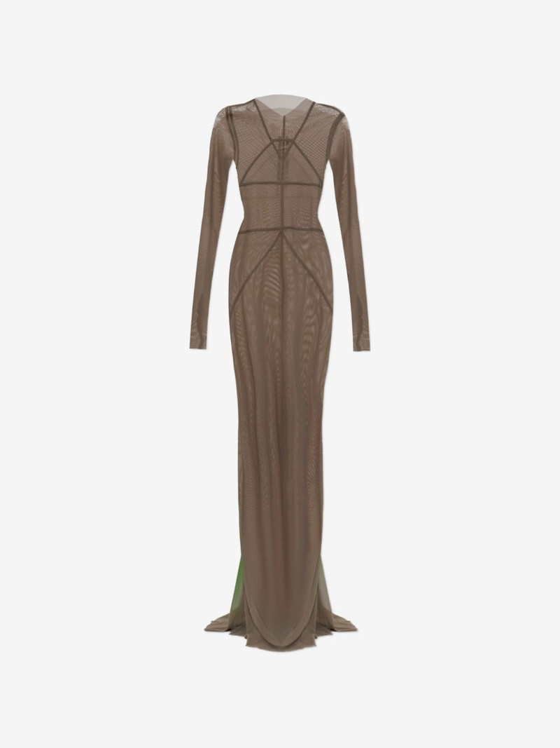 sheer-finish trasnparent long-sleeve maxi dress 1