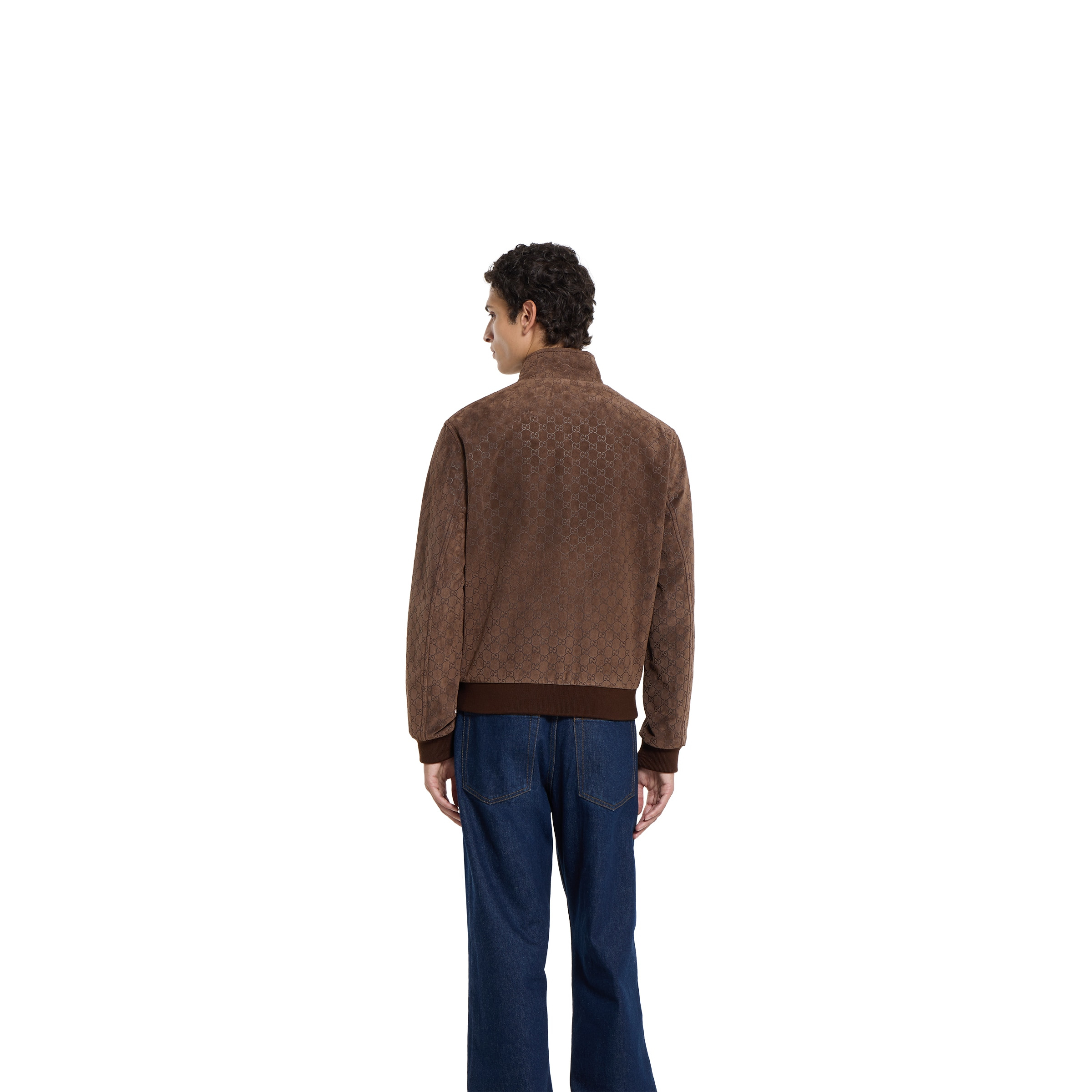 Embossed GG suede bomber jacket - 4
