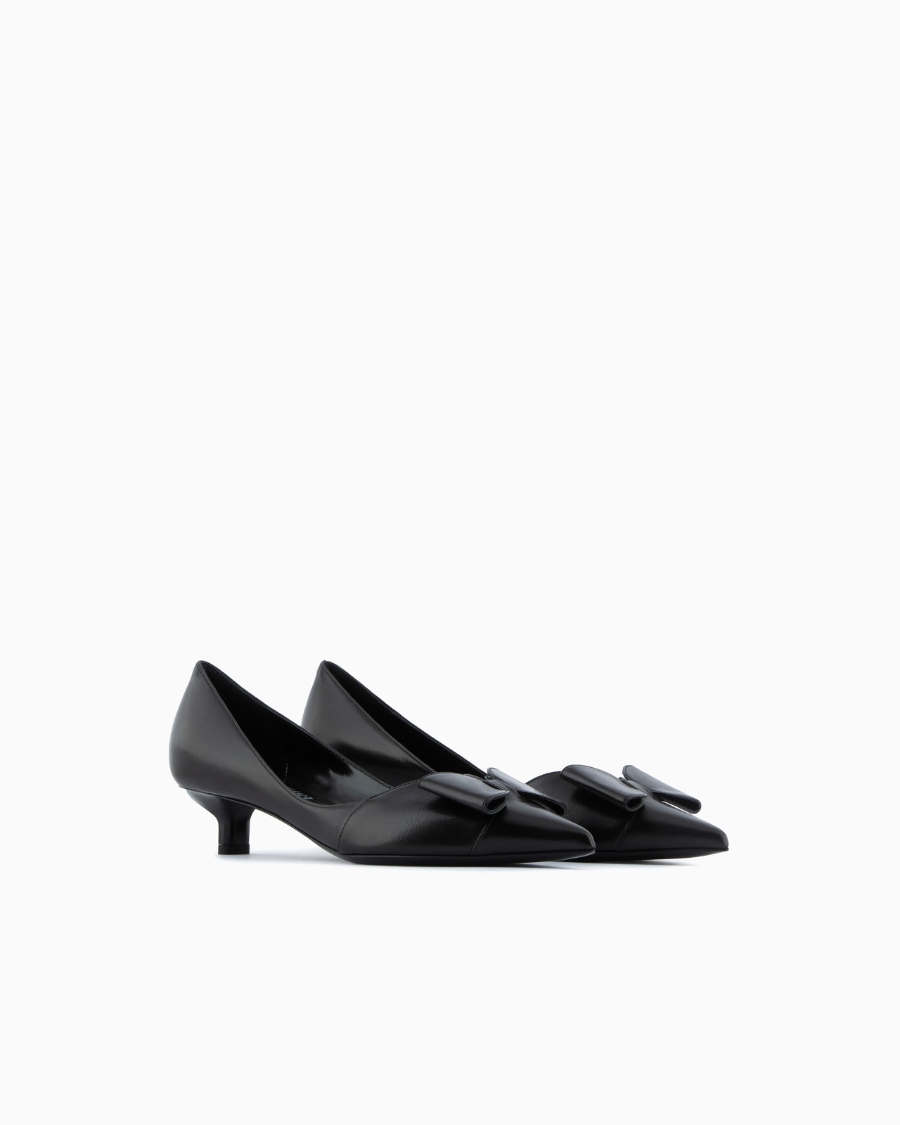 Nappa leather kitten-heeled court shoes with bow - 2