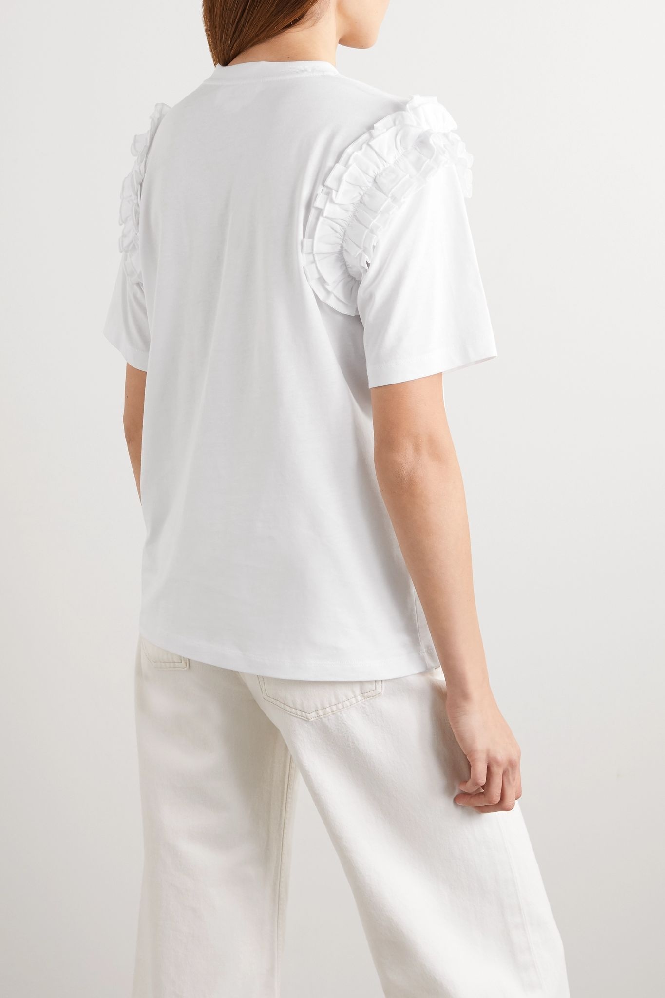 Ruffle-trimmed cotton-jersey T-shirt - 3