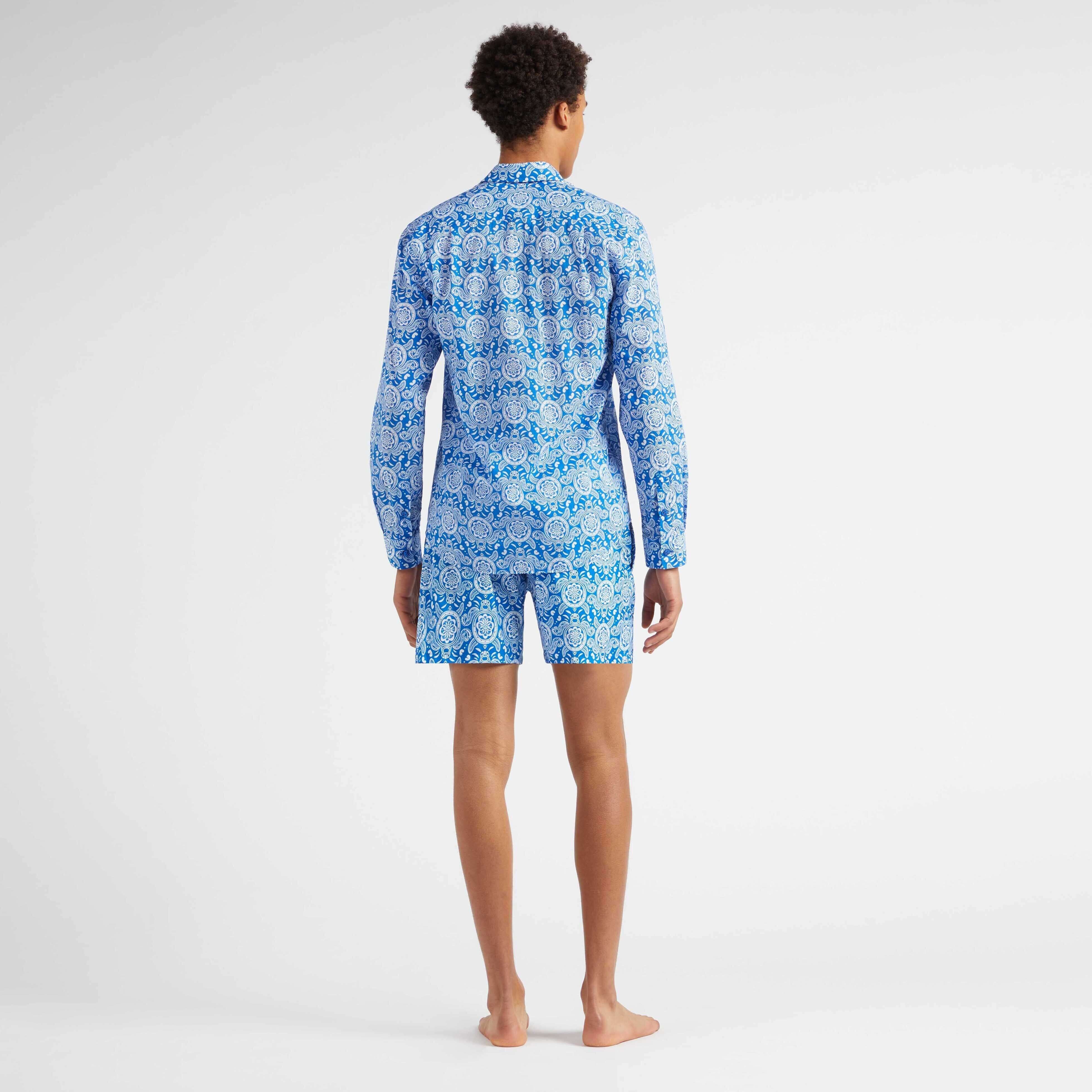 Men Cotton Voile Lightweight Shirt Tribal Turtles - 4