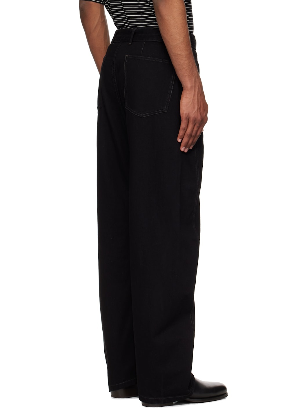 Black Twisted Belted Jeans - 3