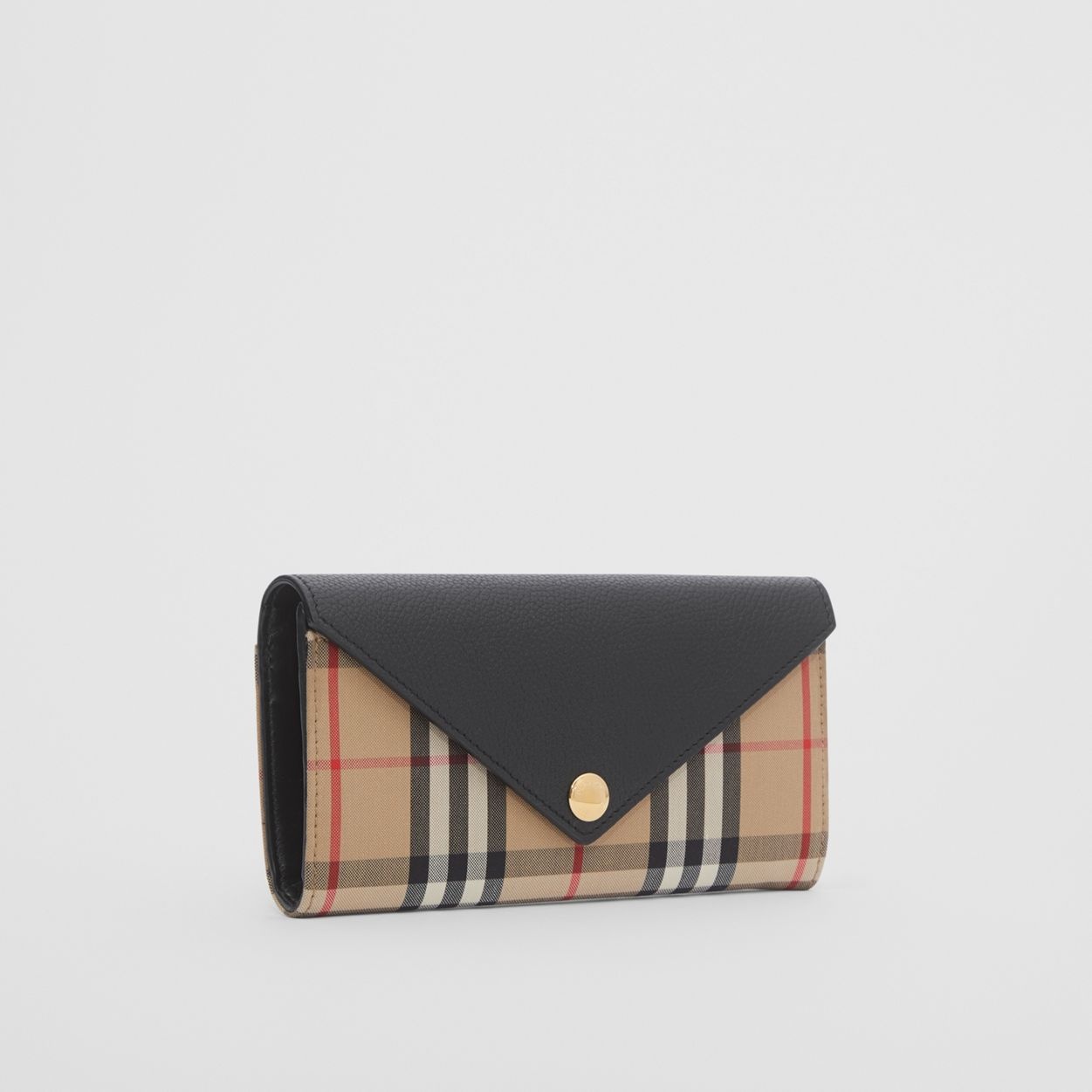 Vintage Check and Leather Continental Wallet - 5